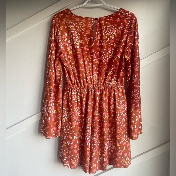 Roxy Spirit Awakes v-Neck Romper  Backed Clay Orange Floral Playsuit size S - Picture 6 of 13
